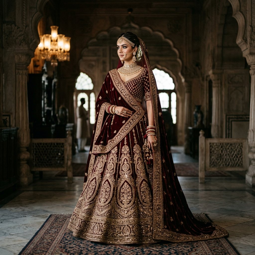 Bridal Velvet and Zari Lehengas Collection