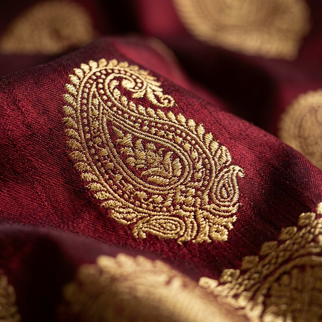 Intricate Handloom Kanchipuram Weaving Detail
